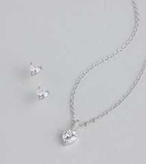 Sweet Talk Sparkle Heart Necklace And Stud Set