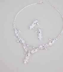 Statement Glow Rhinestone Necklace And Earrings Set