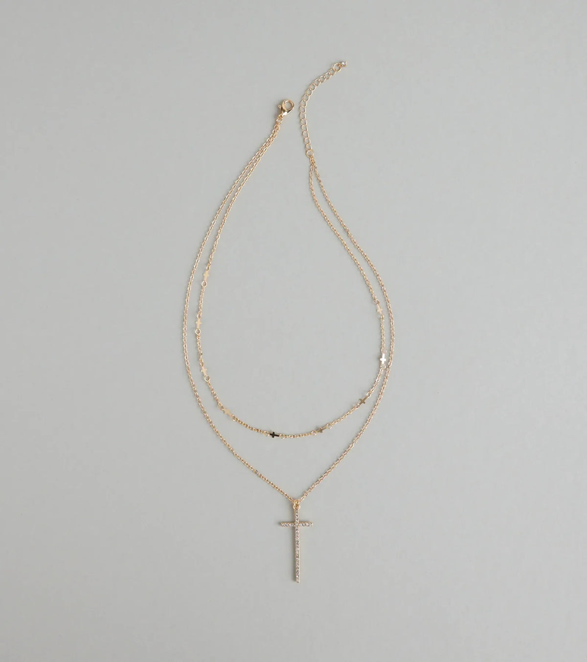 Glam Energy Layered Cross Chain Necklace