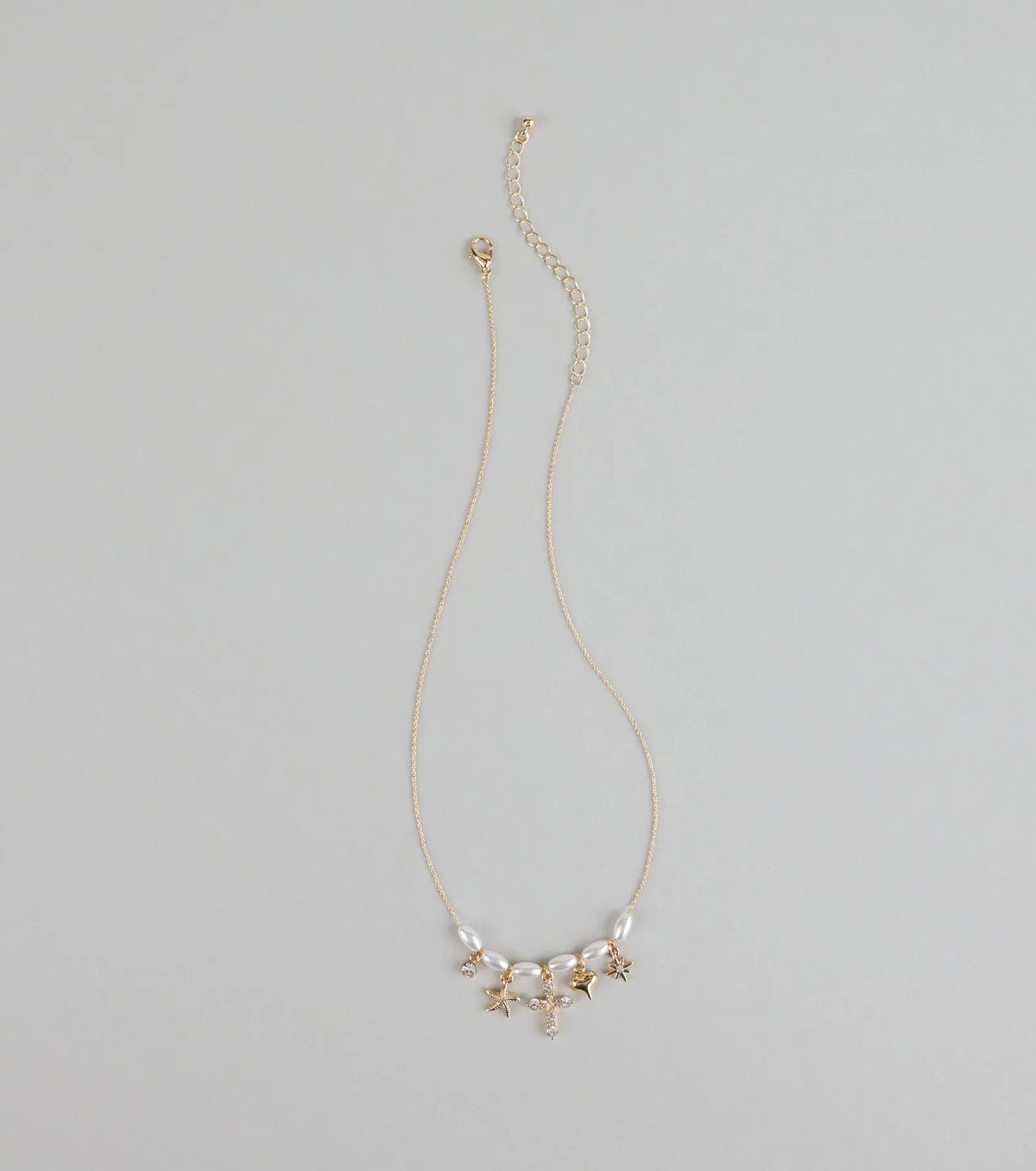 Seas the Moment Faux Pearl Charm Necklace