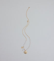 Seas The Day Pearl and Charm Statement Necklace