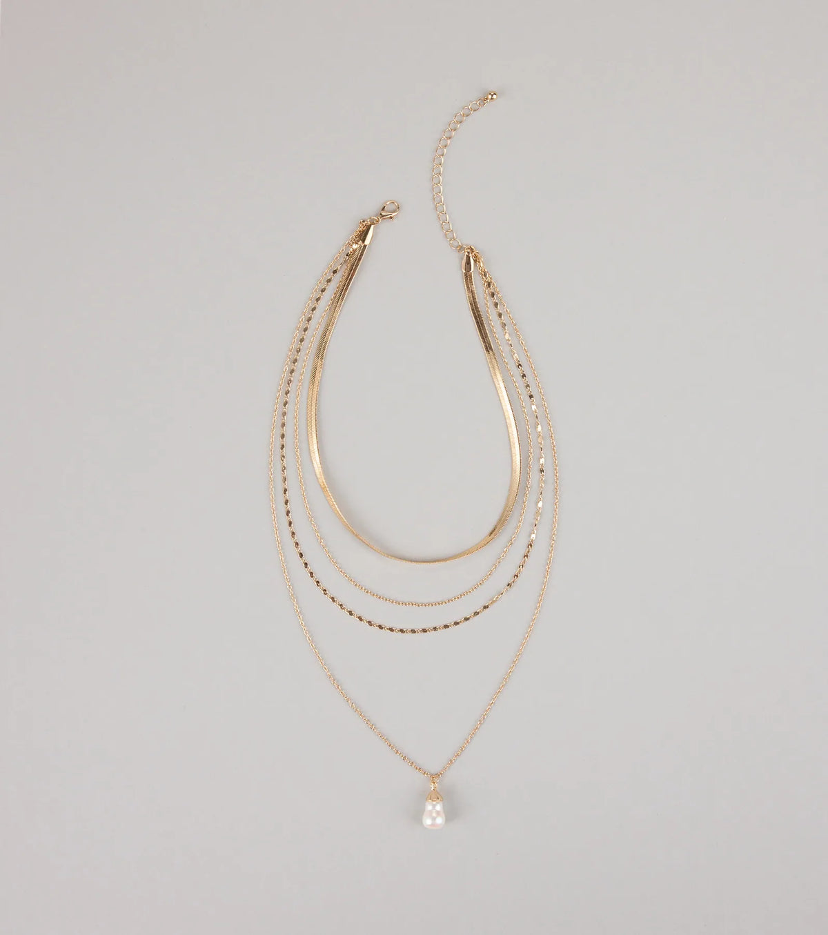 Layered Up Pearl Charm Chain Necklace