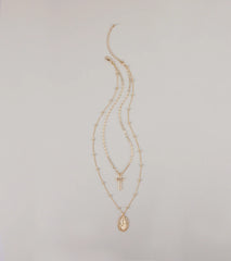 Divine Layers Cross Pendant Chain Necklace