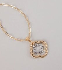 Stay Lucky Clover Charm Paperclip Chain Necklace