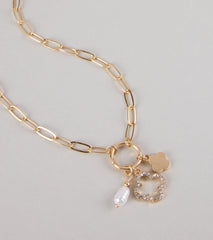 Good Luck Clover And Pearl Charm Necklace