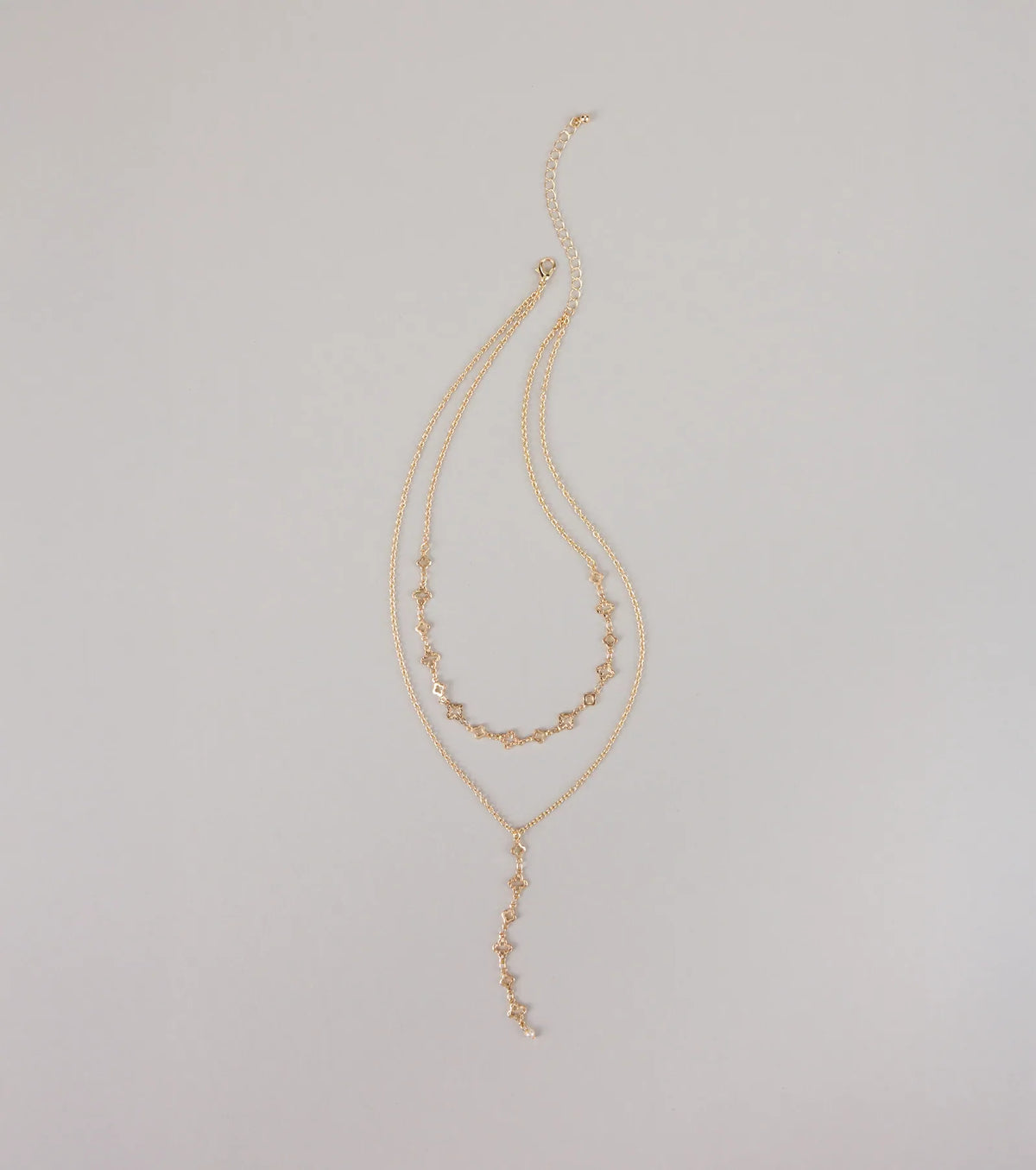 Charmed I'm Sure Clover Chain Lariat Necklace