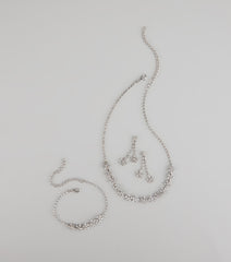 Shine Bloom Rhinestone Floral Jewelry Set