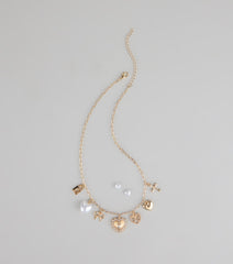 Sweet on You Charm Necklace And Heart Studs