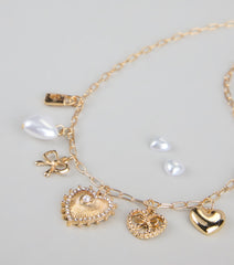 Sweet on You Charm Necklace And Heart Studs