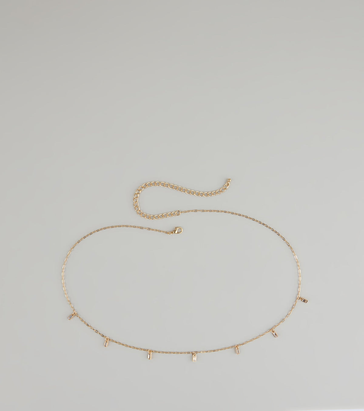 Dainty Luxe Rhinestone Charm Belly Chain