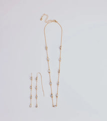 Delicate Ice Rhinestone Necklace And Earrings Set