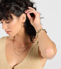 Sculpted Glam Bamboo Metal Bangle