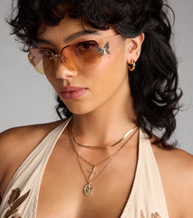 Butterfly Effect Rimless Square Sunglasses