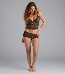 Western Horseshoe Lace Trim Pajama Shorts