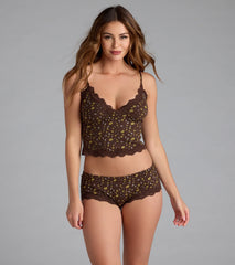 Western Horseshoe Lace Trim Pajama Shorts