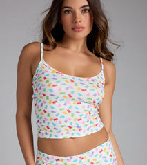 Sweet And Fruity Gummy Bear Print Pajama Tank Top
