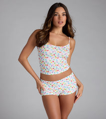Sweet And Fruity Gummy Bear Print Pajama Shorts