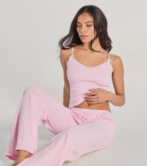 Sleeping In V-Neck Pointelle Pajama Crop Top