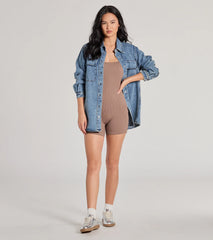 Lounge Moments Basic Short Sleeve Rib Knit Romper