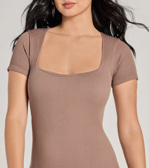 Lounge Moments Basic Short Sleeve Rib Knit Romper