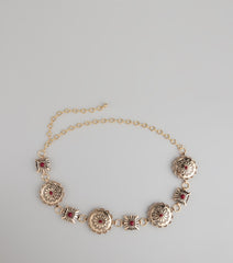 Western Bloom Stone Concho Chain Belt