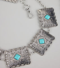 Western Flair Stone Concho Chain Belt