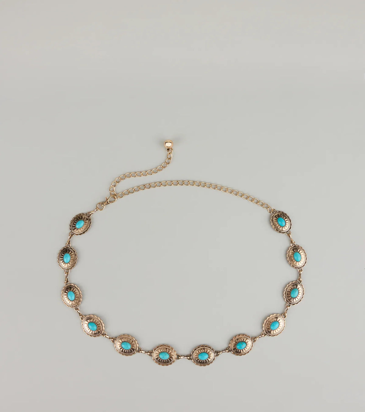 Festival Flair Turquoise Concho Chain Belt