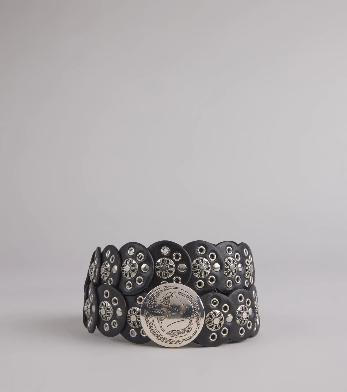 Boho Edge Faux Leather Medallion Belt