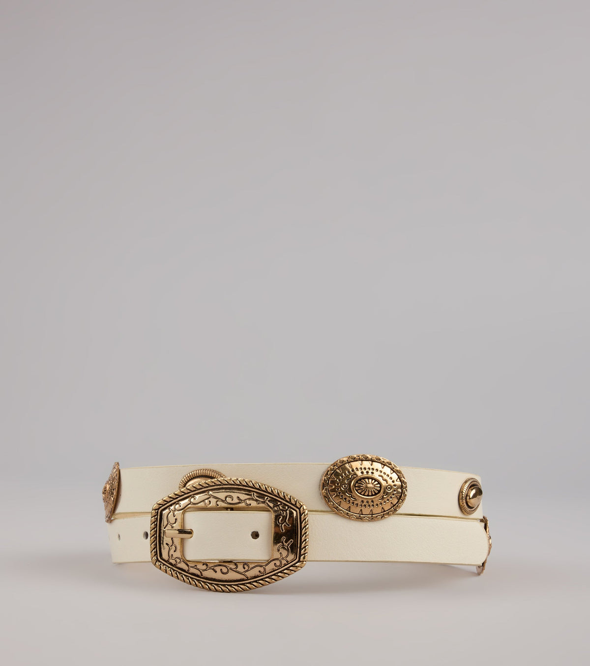 Western Charm Concho Faux Leather Belt