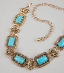 Boho Glow Turquoise Stone Chain Belt