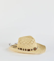 Chic Beaded Straw Cowboy Hat