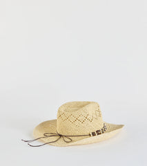 Chic Beaded Straw Cowboy Hat
