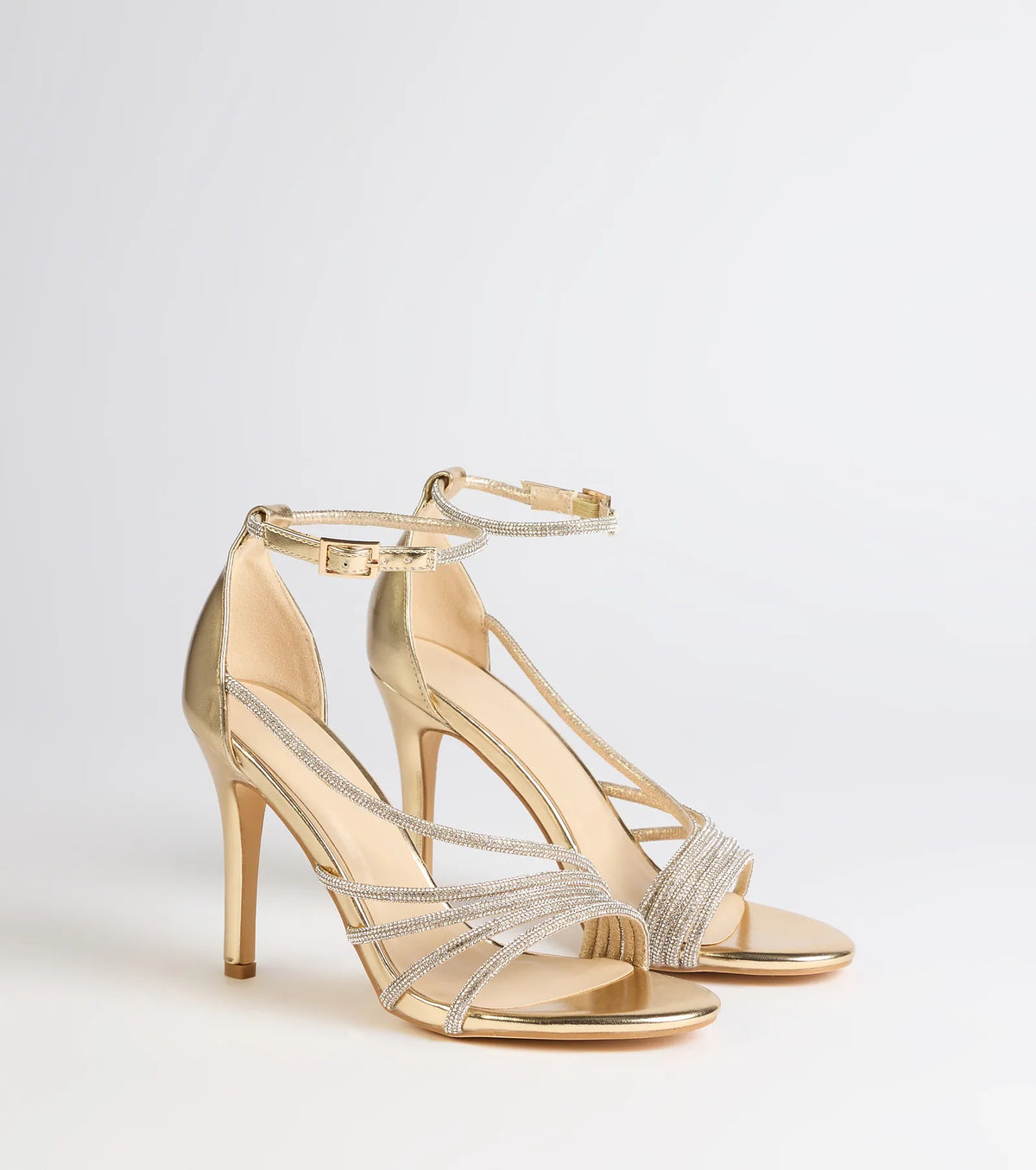 Radiant Night Rhinestone Metallic Stiletto Heels