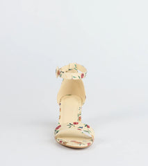 Chic Steps Floral Low Block Heels