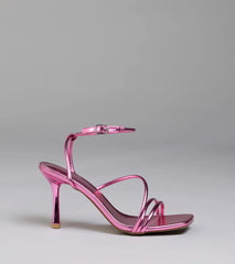 Edgy Elegance Metallic Strappy Stiletto Heels