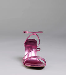 Edgy Elegance Metallic Strappy Stiletto Heels