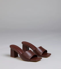 Chic Flair Square Toe Block Heel Mules