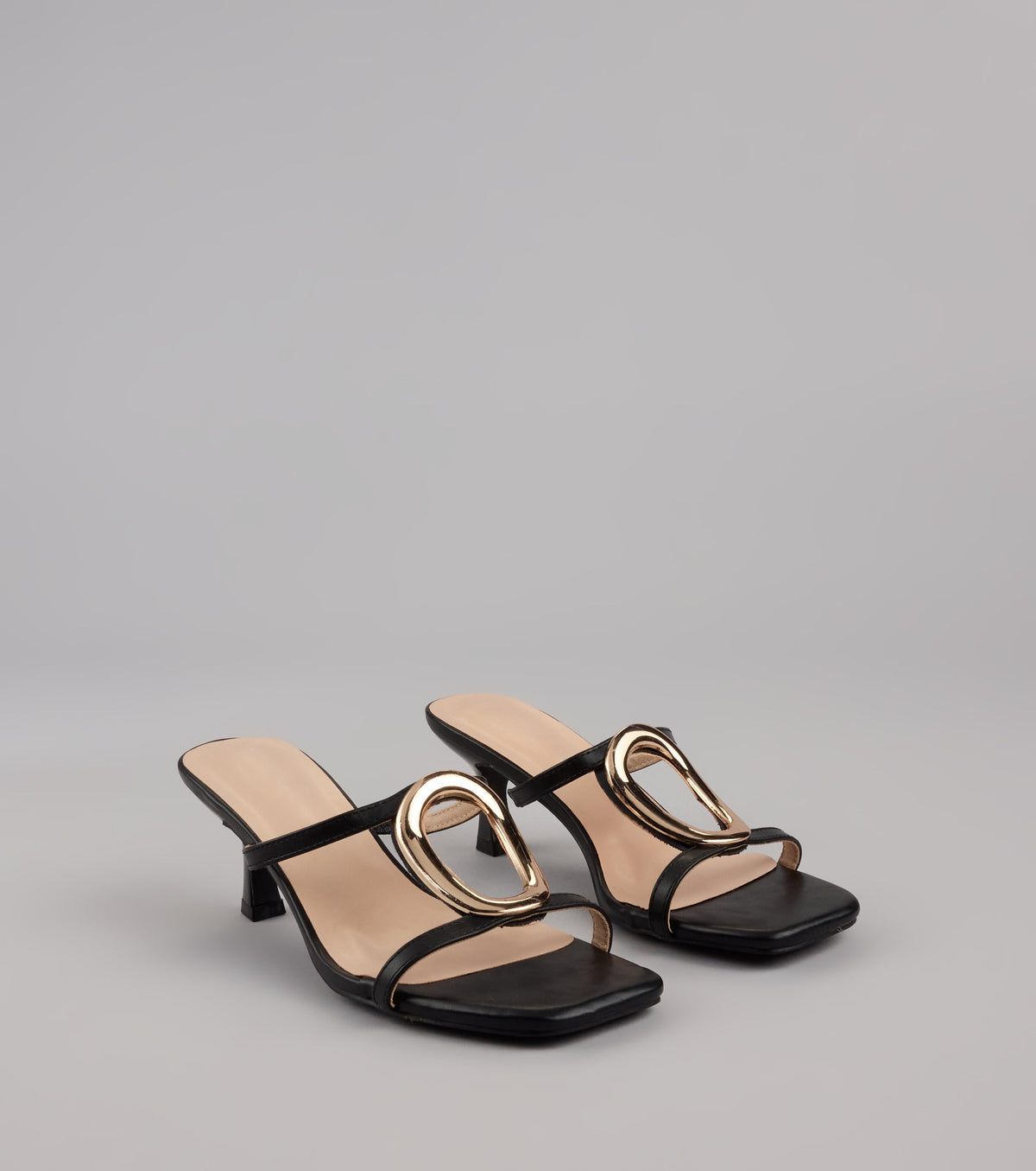 Sassy Sleek Square Toe Kitten Heels