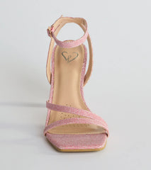 Time To Shine Glitter Strappy Block Heels