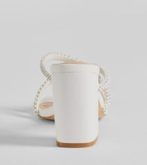 Beauty Unraveled Faux Pearl Rhinestone Block Heels