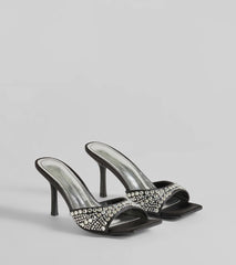 All About Glam Rhinestone Satin Stiletto Heels