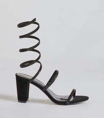 Gorgeous Girl Rhinestone Spiral Nubuck Block Heels