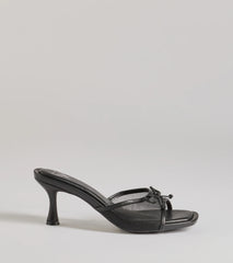 Adorable Bow Detail Mesh Strap Stiletto Mules