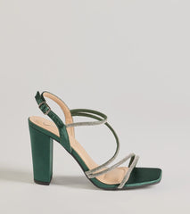 Glam Status Rhinestone Glitter Mesh Block Heels