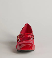 So Iconic Faux Leather Mary Jane Block Heels