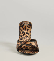 Ever So Fierce Leopard Satin Stiletto Mules