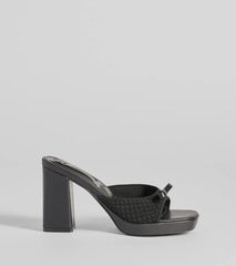 Cute Vibes Bow Platform Knit Mules