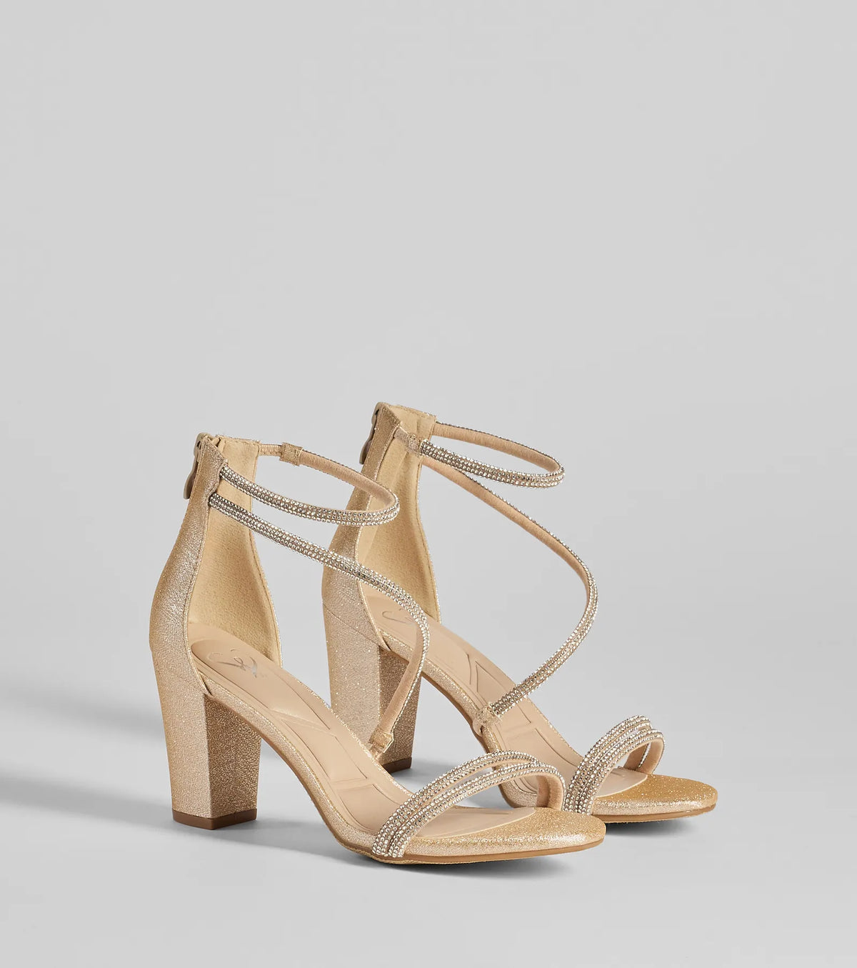 Step Into Glam Rhinestone Glitter Block Heels