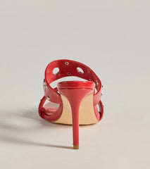 Stylish Edge Studded Strappy Stiletto Mules