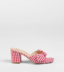Cutesy Babe Gingham Bow Strap Mules